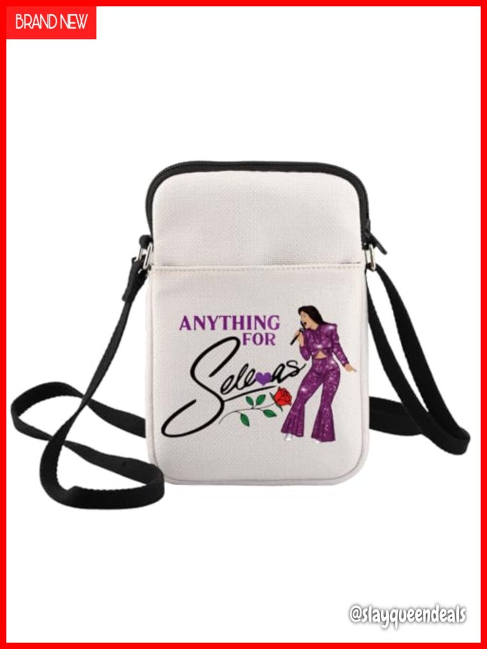 Cotton Canvas Crossbody Bag Adjustable Strap Zipper Pockets Music Lover Gift